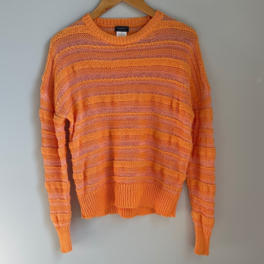Vineyard Vines Vibrant Orange Striped Sweater